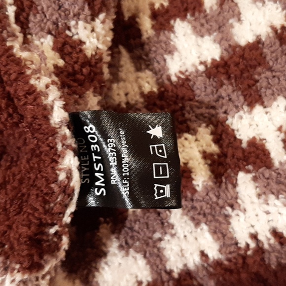 🐎POL Brown and White Berber Chevron Soft Hooded Sweater (Large)🐎 - Picture 9 of 9